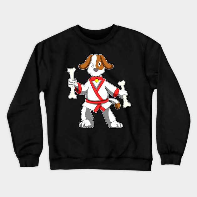 Dog at Martial arts Karate with Bone Crewneck Sweatshirt by Markus Schnabel